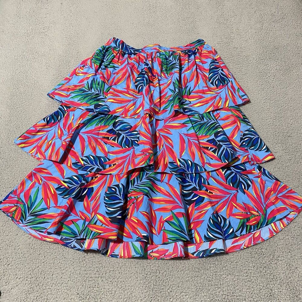 Tabitha Brown Midi Skirt Target Womens Large Blue Tiered Tropical Beach Resort